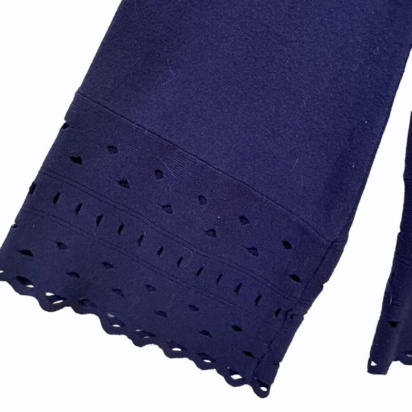 RAMY BROOK Dianna Sweater Top Womens XS Laser Cut Bell‎ Sleeve Navy Blue Capsule - Picture 4 of 11